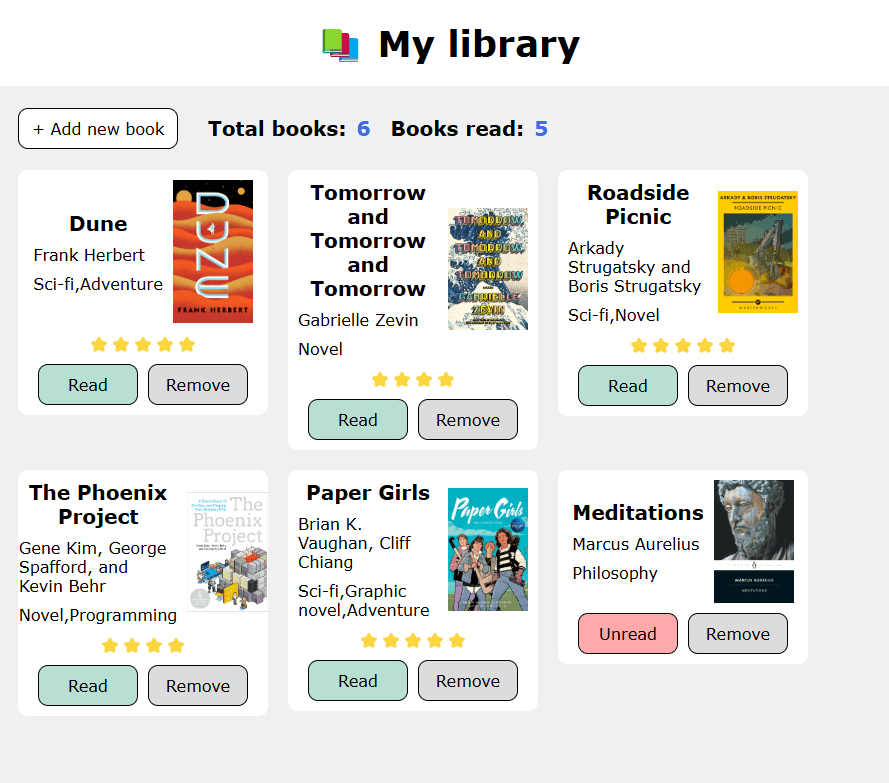 My Library app UI